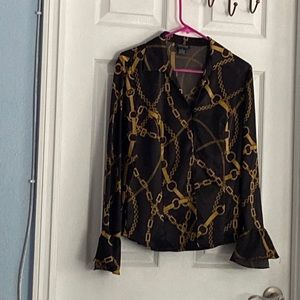 Button up shirt black with gold